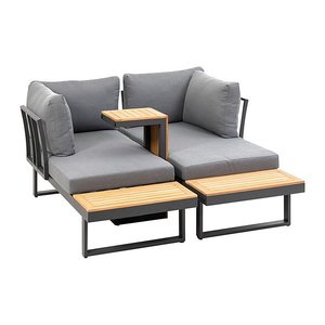greemotion Loungegruppe Samara grau, anthrazit Holz, Metall, 8-teilig