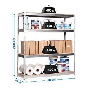 Simonrack Schwerlastregal SIMONFORTE CHIPBOARD 8435104977286 grau 120,0 x 60,0 x 200,0 cm