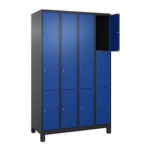 CP Schließfachschrank Classic Plus enzianblau, schwarzgrau 080010-403 S10032, 12 Schließfächer 120,0 x 50,0 x 195,0 cm