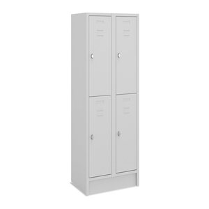 Fächerschrank (2 Abteile je 2 Fächer) 300 mm Abteilbreite – Korpus Lichtgrau (Türen Lichtgrau)