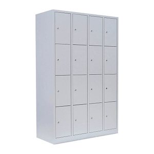 LÜLLMANN Schließfachschrank lichtgrau 520440, 16 Schließfächer 117,0 x 50,0 x 180,0 cm