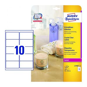 AVERY Zweckform Folienetiketten transparent 96,0 x 50,8 mm, 25 Blatt