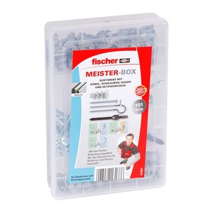 fischer easyDIY Box Gipskarton 513892 Dübel- und Schrauben-Sortiment, 100-teilig