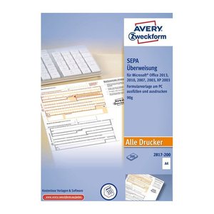 AVERY Zweckform SEPA-Überweisungsschein/-Zahlschein Bankformulare, 200 Blatt