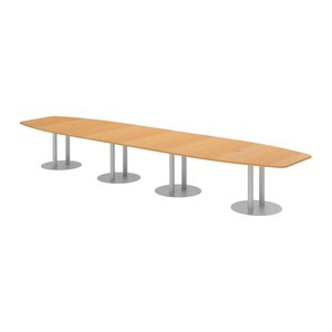 HAMMERBACHER Konferenztisch KT52S buche Tonnenform, Rundrohr silber, 520,0 x 85,0 - 130,0 x 74,0 cm