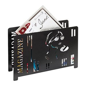 HAKU Möbel Zeitungsständer 25567 schwarz Metall, DIN A4 quer, 1 St.