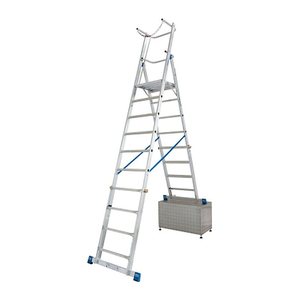 KRAUSE Podestleiter STABILO silber 10 Sprossen, H: 369,0 cm