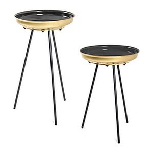 HAKU Möbel Beistelltische-Set rund Metall schwarz, 1 Set