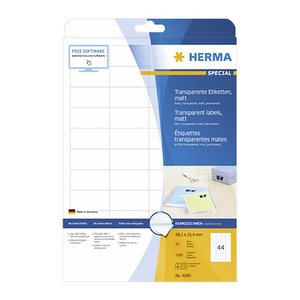 HERMA Folienetiketten 4680 transparent 48,3 x 25,4 mm, 25 Blatt