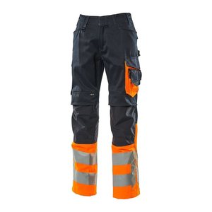 MASCOT® unisex Warnschutzhose Leeds schwarzblau, orange Größe 106