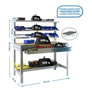 Simonrack Werkbank SIMONWORK BT1 BOX silber 1 Schublade 121,0 x 61,0 x 144,5 cm