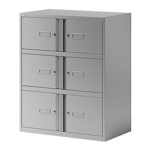 BISLEY Schließfachschrank Essentials silber YELD0810355, 6 Schließfächer 80,0 x 47,0 x 100,0 cm