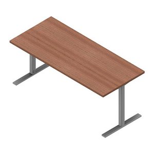 Quadrifoglio Schreibtisch nussbaum canaletto rechteckig, C-Fuß-Gestell silber 180,0 x 80,0 cm