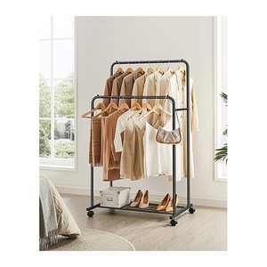 SONGMICS Rollgarderobe schwarz Metall 92,5 x 142,0/158,0 cm, 1 St.