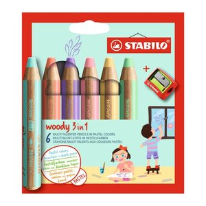 STABILO woody 3 in 1 PASTEL Malset farbsortiert, 6 St.