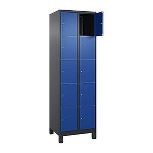 CP Schließfachschrank Classic Plus enzianblau, schwarzgrau 080010-205 S10041, 10 Schließfächer 60,0 x 50,0 x 195,0 cm