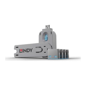 LINDY USB Typ A Portschlösser 4xBlau mit Schlüssel