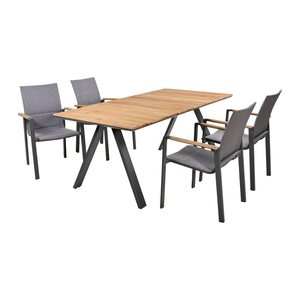 Garden Pleasure Sitzgruppe DAVINA grau, anthrazit Kunststoff, Metall, 5-teilig