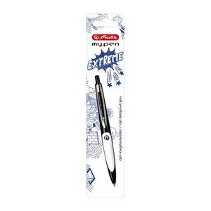 herlitz Kugelschreiber my.pen schwarz/weiß, Schreibfarbe: blau, 1 St.