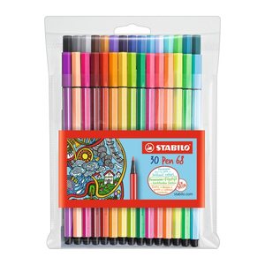 STABILO Pen 68 Filzstifte farbsortiert, 30 St.