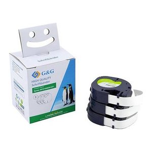 G&G Schriftbänder  14973 ersetzt DYMO 91221/S0721660 , 12 mm, schwarz auf weiß, 3 St.