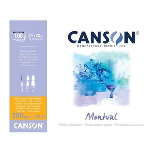 canson Aquarellblock Montval 24,0 x 32,0 cm 200 g/qm, 100 Blatt, 1 Block