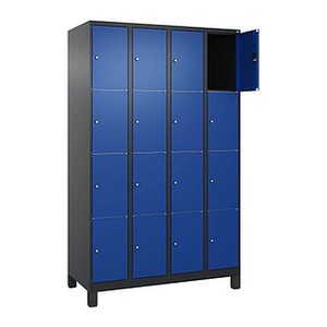 CP Schließfachschrank Classic Plus enzianblau, schwarzgrau 080010-404 S10036, 16 Schließfächer 120,0 x 50,0 x 195,0 cm