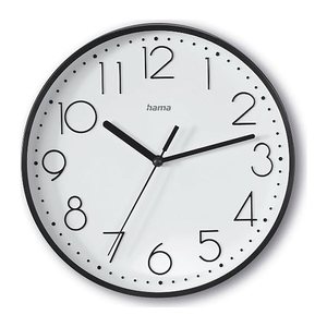 hama Wanduhr Salina weiß schwarz Kunststoff, Ø 22,0 cm