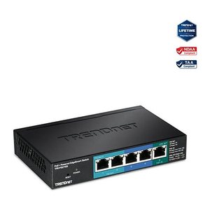 TRENDnet Switch 5-Port Gbit PoE+ Powered EdgeSmart Metall