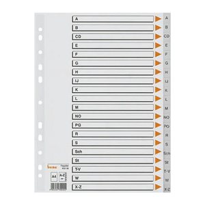 bene Ordnerregister DIN A4 Vollformat A-Z grau 21-teilig, 1 Satz