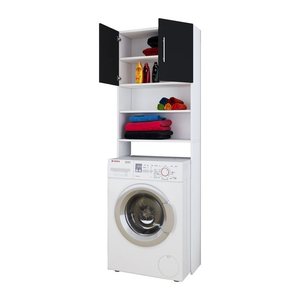 VCM my bath Waschmaschinenschrank Jutas, 912210 weiß, schwarz 2 Fachböden 64,0 x 25,0 x 190,0 cm
