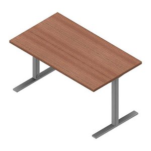Quadrifoglio Schreibtisch nussbaum canaletto rechteckig, C-Fuß-Gestell silber 140,0 x 80,0 cm