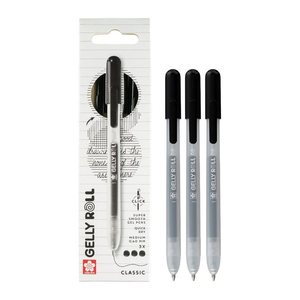 Sakura Gelly Roll Retractable Classic Gelschreiber transparent 0,4 mm, Schreibfarbe: schwarz, 3 St.