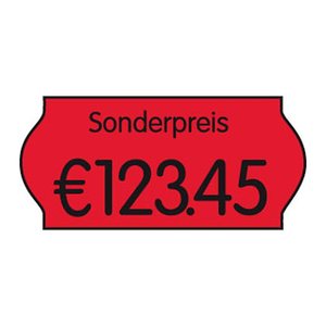 METO Preisetiketten leuchtrot permanent 26,0 x 12,0 mm, 18 Rollen
