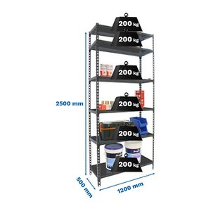 Simonrack Schwerlastregal SIMONCLICK MEGAPLUS 8425437098888 anthrazit 120,0 x 50,0 x 250,0 cm