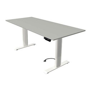 Kerkmann Move 1 advance elektrisch höhenverstellbarer Schreibtisch lichtgrau rechteckig, T-Fuß-Gestell weiß 180,0 x 80,0 cm