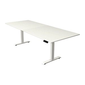 Kerkmann Move 4 elektrisch höhenverstellbarer Schreibtisch weiß rechteckig, T-Fuß-Gestell weiß 250,0 x 100,0 cm
