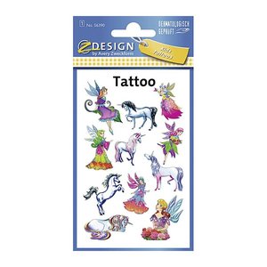 AVERY Zweckform Klebetattoo 56390 Elfen, Einhörner, 11 Etiketten