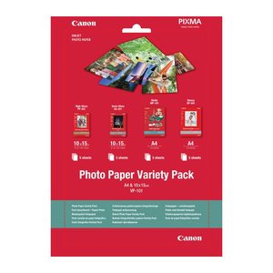 Canon Fotopapier VP-101 DIN A4, 10,0 x 15,0 cm glänzend, satiniert, matt 170, 200, 260, 275 g/qm 20 Blatt