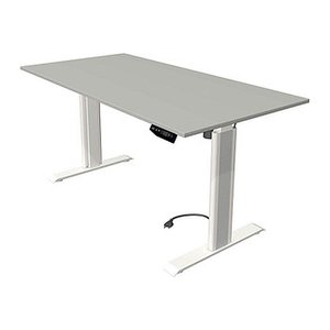 Kerkmann Move 1 advance elektrisch höhenverstellbarer Schreibtisch lichtgrau rechteckig, T-Fuß-Gestell weiß 160,0 x 80,0 cm