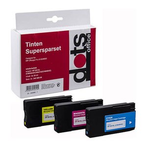 dots  cyan, magenta, gelb Druckerpatronen kompatibel zu HP 951XL (CN046AE, CN047AE, CN048AE)