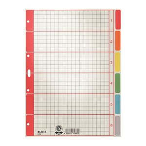 LEITZ Ordnerregister DIN A4 Vollformat 1-6 grau, farbig 6-teilig, 1 Satz