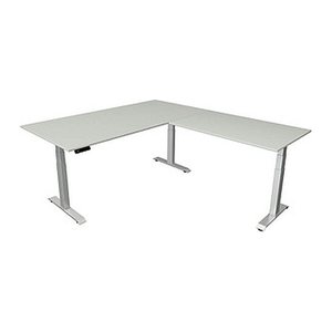 Kerkmann Move 4 elektrisch höhenverstellbarer Schreibtisch lichtgrau rechteckig, T-Fuß-Gestell silber 200,0 x 220,0 cm