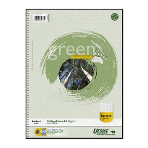 Ursus® Collegeblöcke green kariert DIN A4 ohne Rand, 1 Block