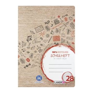 herlitz Schulheft Recycling Lineatur 28 kariert DIN A4 Innen- und Außenrand, 16 Blatt, 1 St.