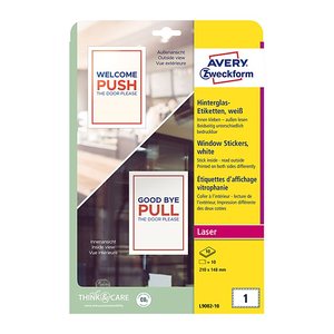 AVERY Zweckform Hinterglasaufkleber L9002-10 weiß 210,0 x 148,0 mm, 10 Blatt
