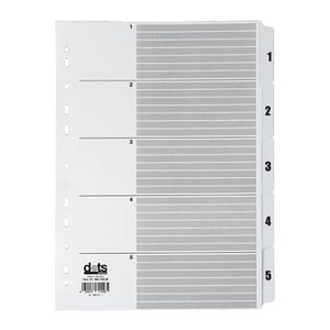 dots Ordnerregister Mylar DIN A4 Vollformat 1-5 weiß 5-teilig, 1 Satz