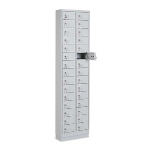 Stahl-Wertfachschrank – 30 Fächer – Lichtgrau