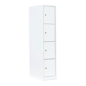 LÜLLMANN Schließfachschrank signalweiß 523417, 4 Schließfächer 41,5 x 50,0 x 180,0 cm