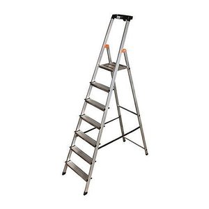 KRAUSE Stehleiter einseitig MONTO Safety silber 7 Stufen, H: 230,0 cm